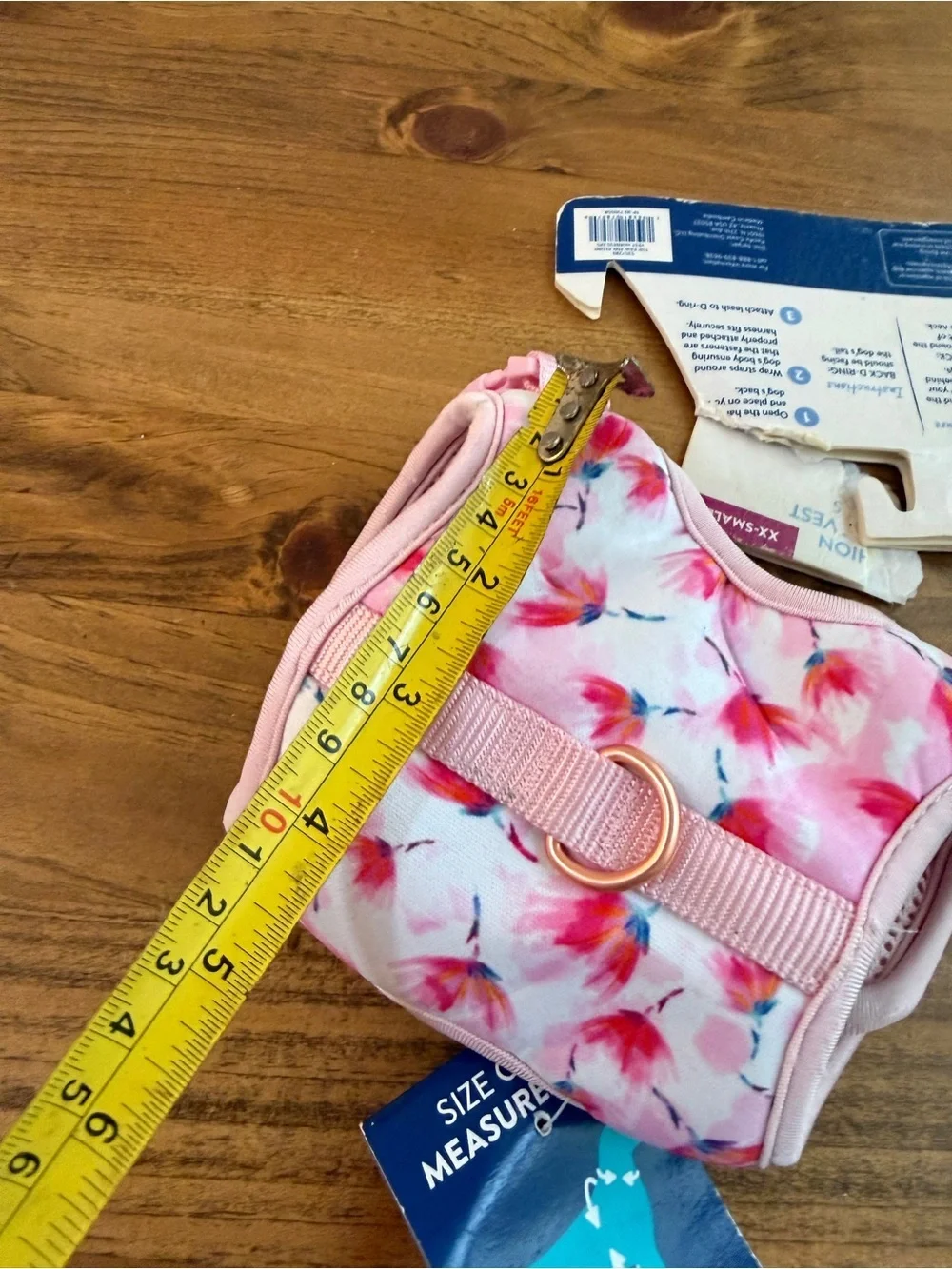 Top Paw Pink Floral Pet Harness with Rose Gold Ring